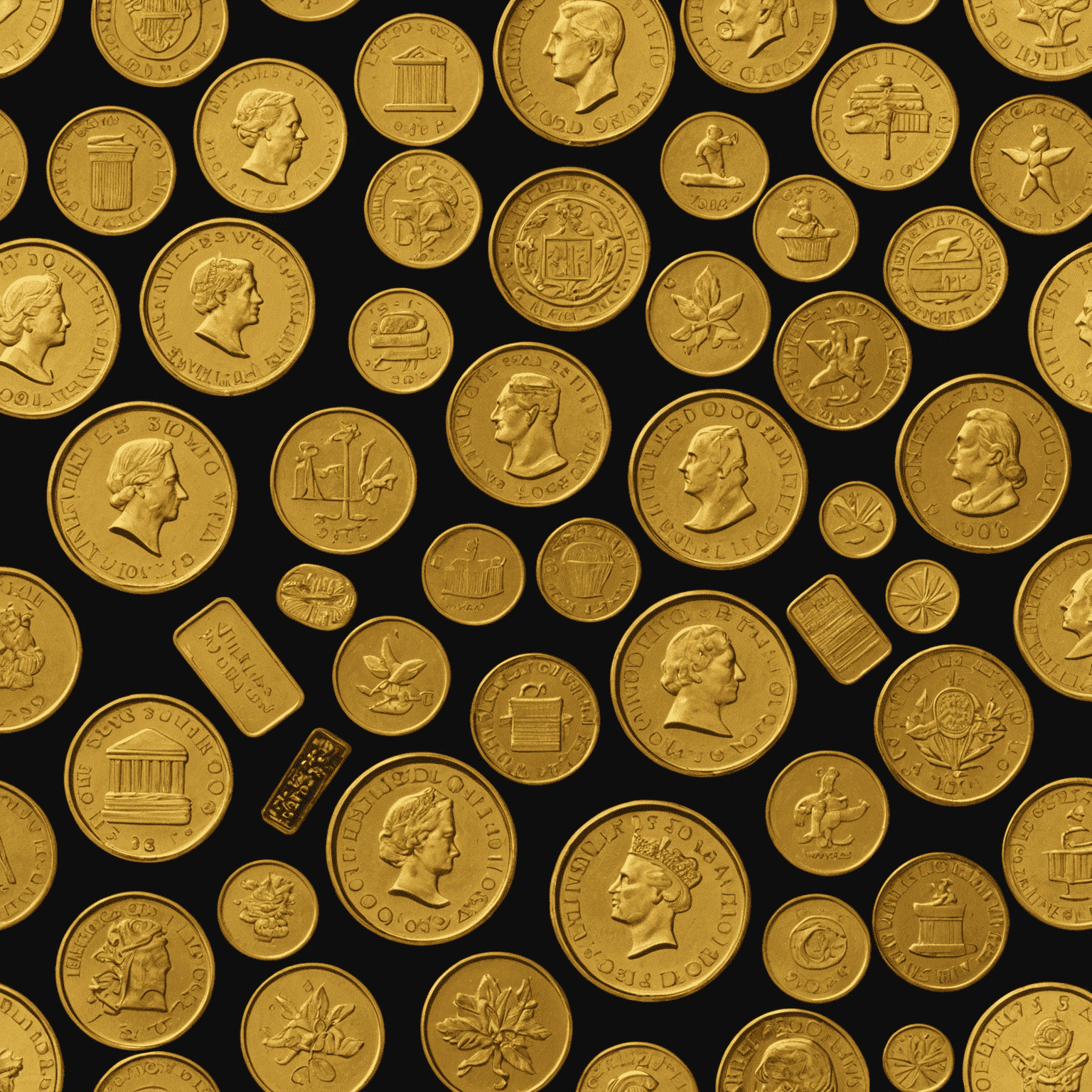 A collection of various gold coins and bars, symbolizing wealth and financial security