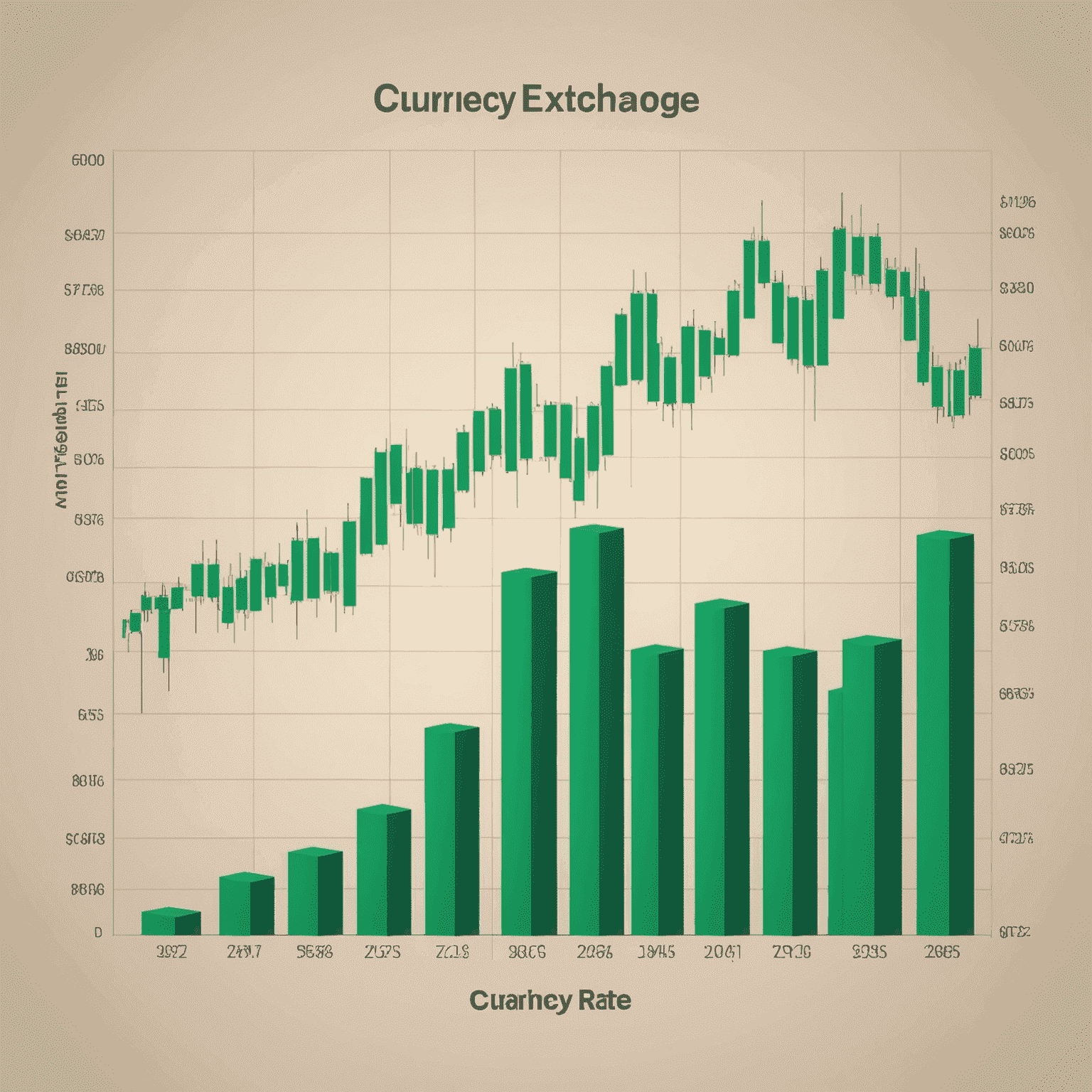 A graph showing currency exchange rates fluctuations over time